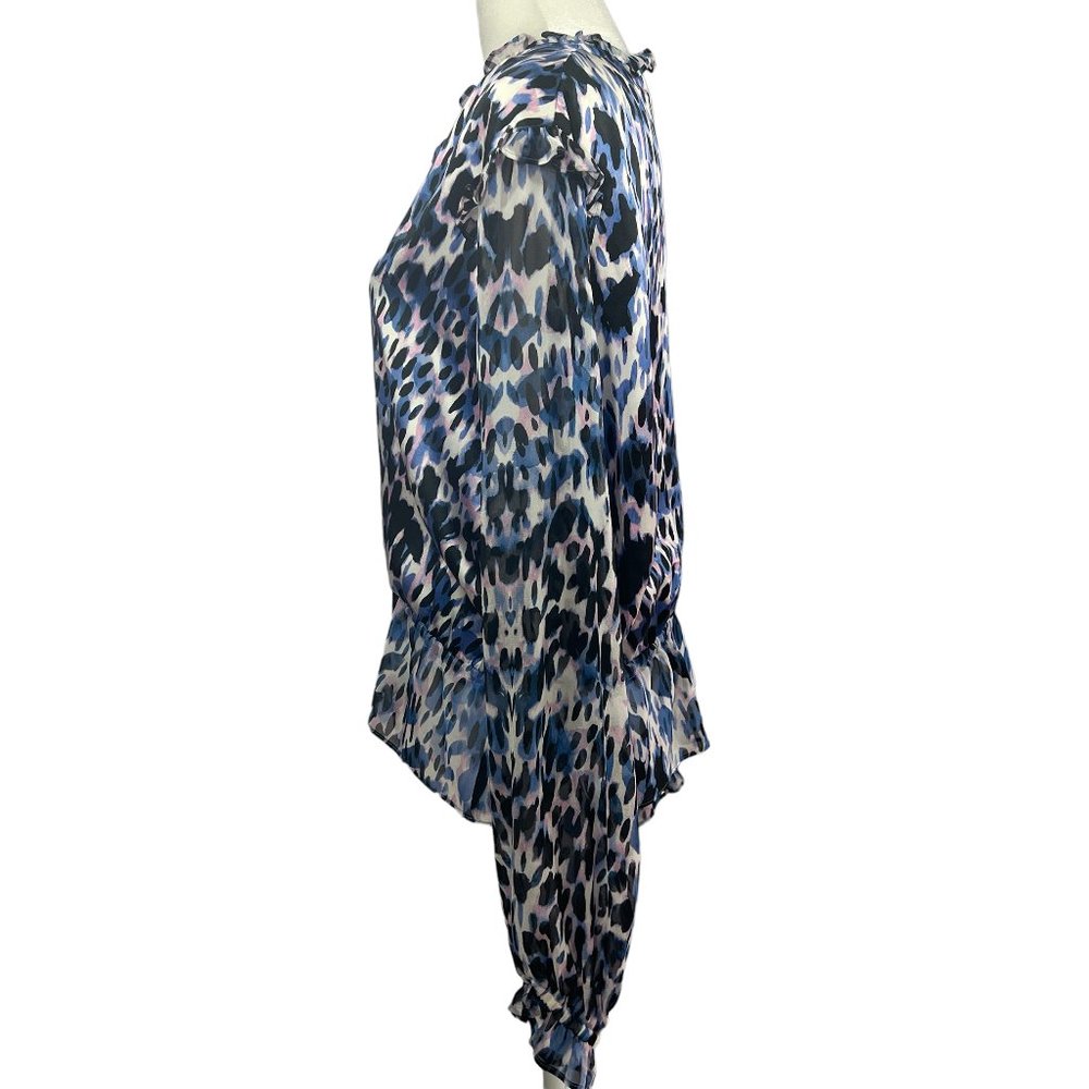 Generation Love 100% Silk Watercolor Animal Print Blouse | Adjustable Waist | L - Picture 6 of 12